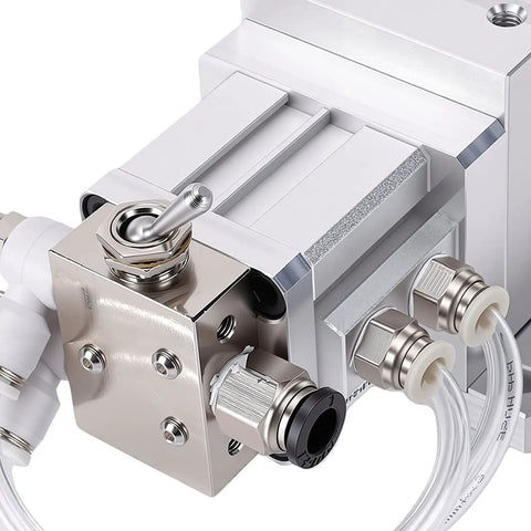 Pneumatic Vise That Clamps Like a Champ With 3mm Stroke 40kg Thrust Aluminum Alloy Air Operated CNC Workholding Tool With Quick Connect Fittings For Drilling Grinding Engraving And Milling Machines, aluminum body with air fittings