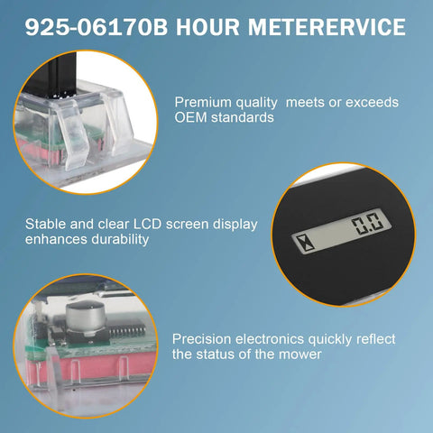 Hour Meter Replacement For Cub Cadet Series 925 06170B 06170A 06170C Fits 725 06170 Parts 925 04036 725 04036 490 900 C075 Easy Install For Your Lawn Tractors LCD display and internal electronics