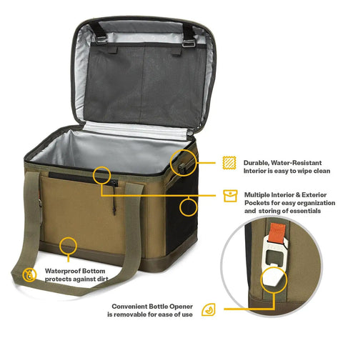 Everyday Soft Sided Cooler For 28 Cans Insulated Portable Lunch Beach Travel Or Picnic Cooler Bag With Carry Handle Open View