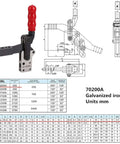 Beefy Quick Release Toggle Clamp GH 70200A, 250 Kg Holding Power, High Carbon Steel, for Welding and Car Door Fixation