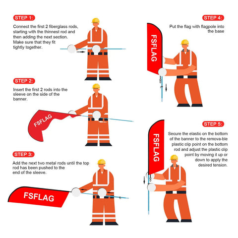 Assembly instructions for Sale Here Feather Flag Swooper With Flagpole Kit And Ground Stake, showing step-by-step guide with illustrations.
