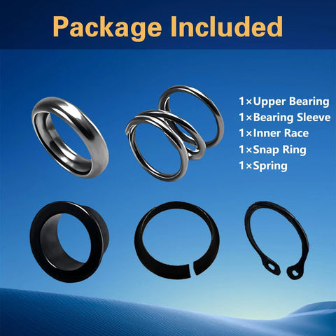 KPALAG steering column upper bearing kit, 5-piece set with bearing, sleeve, inner race, snap ring, and spring