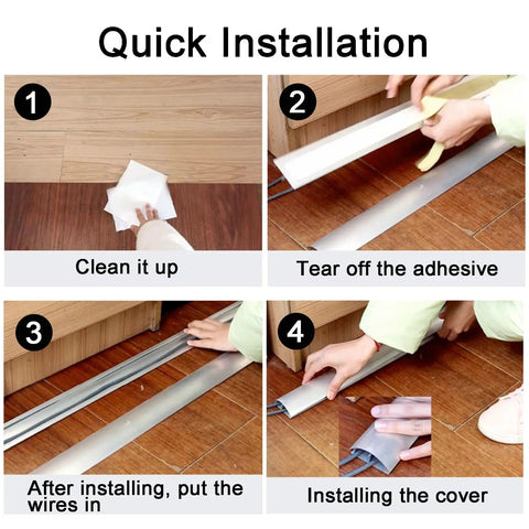 Quick installation steps for Rock Solid Aviation Aluminum Floor Cable Cover With Dual Channel Wire Routing Design.