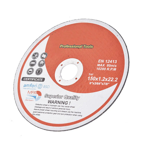 Six Inch Cut Off Wheel Set 0.045 Inch Thick Seven Eighths Inch Arbor 100 Pack For Metal And Stainless Steel Cutting Disc