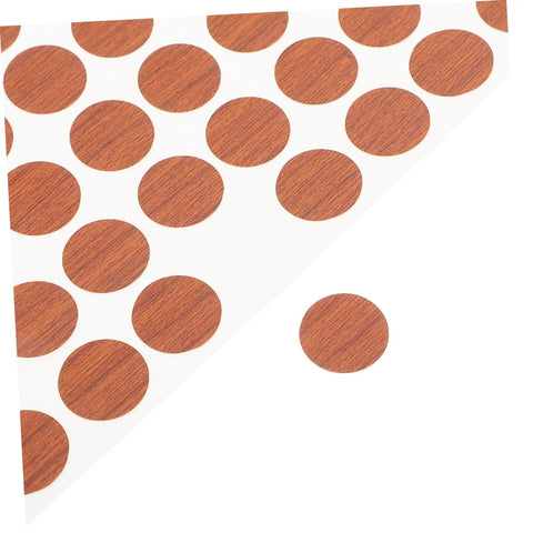 Easy Install No Drill Needed Screw Hole Covers For Furniture And Cabinets, Wear Resistant Decorative Sticker Caps, wood finish.
