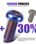 Badass Slick Blue Titanium Alloy Derby Cover Screws For Harley Road Glide FLTRX And Heritage Softail Classic FLSTC 5 Piece Heavy Duty Corrosion Resistant Motorcycle Fastener Kit showing forged blue titanium screw.