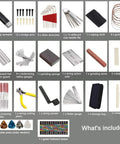 Guitar Maintenance Kit 77 Piece Set With Carry Bag For Acoustic Electric Ukulele Bass Banjo And Other String Instruments layout