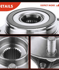 Close-up of two front wheel bearing and hub assemblies for Toyota Prius 2010-2015 and Lexus CT200h 2011-2017 with four-bolt mount.