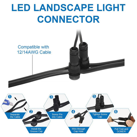 Brighten Your Outdoor Space With A 10 Pack Low Voltage LED Landscape Lights 7W 900LM Waterproof Garden Path Spike Stand Spotlight Set Warm White 2700K 12V Plug And Play Connectors - LED landscape light connector and instructions