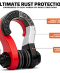 Tigertooth Three Quarter Inch D Ring Shackles With Seven Eighths Inch Pin For Tow Straps And Winch Recovery Off Road Vehicles Beefy Heavy Duty 45000 Lb Break Strength Bright Red, showcasing forged steel construction, electro-galvanized and powder-coated finish.