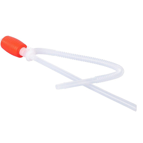 No Sweat Manual Siphon For 5 Gallon Buckets Transfers Water Soap And Wax At 2 Gpm with clear flexible tubing and red handle.