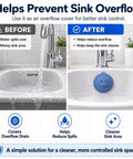 Six Inch Sleek Silicone Tub Stopper, Heavy Duty Bathtub Drain Plug With Rock Solid Suction Grip, Reusable No Fuss Anti Clog Kitchen Sink And Shower Cover, Blue used to prevent overflow in a sink.