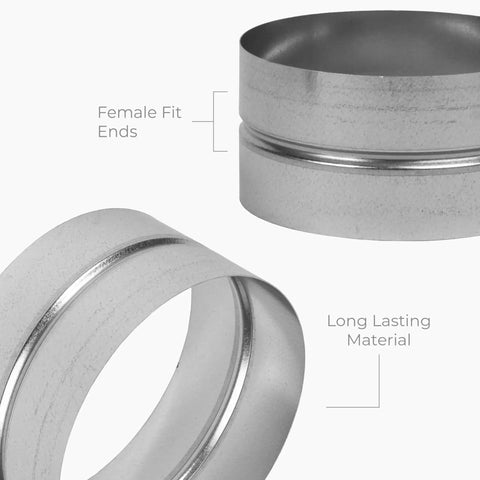 6 Inch Galvanized Metal Duct Connector For HVAC Ducting Round Ventilation Pipe Fitting Adapter Coupling And Extension Heavy Duty Metal Duct Vent Coupler For Dryer Duct Elbow And Splitter female fit ends