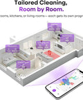 Digital display of home floor plan with room-specific settings for Boss Level Robot Vacuum And Mop Combo With 7000Pa Suction, Lidar Navigation.