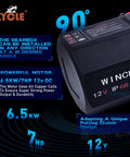 XYCLE 12000 Lb Electric Winch With Synthetic Rope features a 12V motor, showing gear installation at a 90-degree angle.