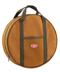 Brown Cable Bag For Trucks And Rigs with web carry handles, exterior pocket, and zippered main compartment, fits spare wheel.
