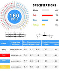 Specifications chart of 160-Piece Solder Seal Wire Connectors Kit Waterproof Solderless Crimpless Heat Shrink Butt Terminals.
