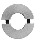 Thinking Process: split aluminum alloy shaft clamp ring with set screws, circular mechanical stop spacer