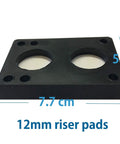 12mm Longboard And Skateboard Riser Pads In Black With 1.5 Inch Hardware Screws Includes Two Riser Pads And Eight Screws