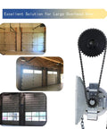 LAJIAOZ garage door jackshaft chain hoist with black sprocket and steel chain, mounted housing for roll‑up doors