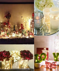 Battery Operated Fairy Lights With Remote, 50 LEDs Warm White 16Ft Silver Wire, 8 Modes With Timer used in holiday decor.