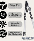 Image of Double Ratcheting Bypass Loppers with extendable handles and ergonomic grips, highlighting heavy-duty tool features and durability.