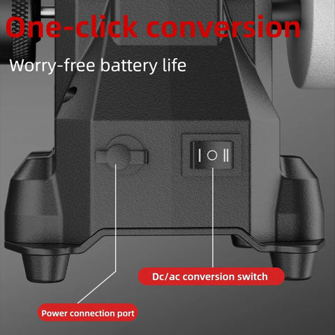 Fafeicy Cordless Mini Sander And Polisher With 6 Gears And 100 Watt Pure Copper Motor control panel showing power connection port and conversion switch.