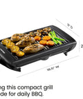 Smokeless Indoor Grill With Nonstick Cooking Surface And Adjustable Temperature From Warm To Sear For Realistic At Home BBQ Flavor Easy Cleanup With Dishwasher Safe Water Tray Black grilling vegetables and chicken