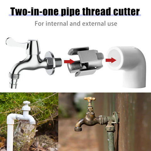 This 2 Piece Integrated Pipe Threading Tool Set For Electric Drill handles internal and external threads, suitable for various tap connections.
