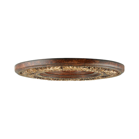 Verona Bronze Ceiling Medallion With Aged Gold Leaf Accents, 12 Inch Diameter, 1.25 Inch Thick, Leaf Motif For Chandeliers