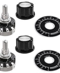 10K Ohm Potentiometer Single Turn Carbon Film Rotary Taper For Inverter Speed Control With 2 A03 Knobs And 2 Dials