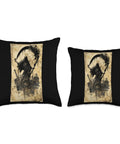 Dope Death Themed Scythe Art Gothic Throw Pillow Multicolor Double Sided Print Hand Cut And Sewn Cushion 100 Percent Polyester Fill