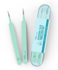 Ingrown Hair Tweezers Set 2 Pack With Curved And Pointed Tips For Precision Hair Removal, Stainless Steel With Protective Case, Great For Razor Bumps, Splinters, And Facial Hair, shown with case