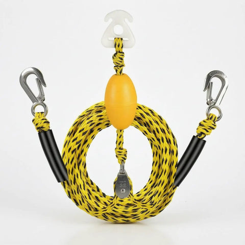 Marine Tow Line With Pulley Shock Absorb Bungee Dock Line Stretchable Rope For Dock Mooring Yellow And Green Auto Adjust Rope