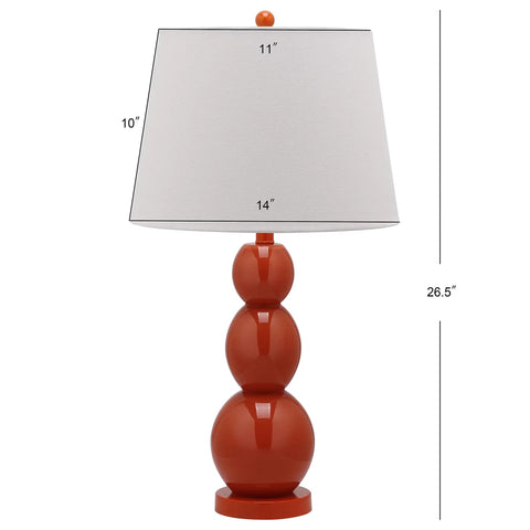 Blood Orange 3 Sphere Glass Table Lamps Modern Contemporary 28 Inch Set Of 2 With White Cotton Shade LED Bulbs Included Ideal For Bedroom