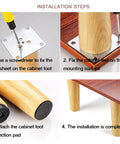 Top Shelf Wooden Furniture Legs Heavy Duty Replacement Riser Feet For Sofas Tables And Cabinets Set Of Four installation steps showing assembly.