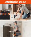 Heavy Duty Tool Tote Bag 14 Inch With Thick Outer Pocket Waterproof Organizer on job site with workers using tools.