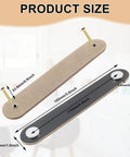 Six Piece Leather Furniture Handles Set For Drawers And Cabinets 5.6 Inch Leather Drawer Pulls With Screws shown with dimensions