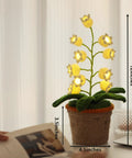 Crochet Lily of the Valley Lamp, Handmade Cordless Night Light with Touch Control, 6 Colors Warm LED Table Lamp, shown lit on table