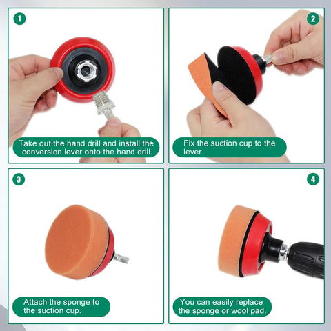 Assembly of 134Pack 3 Inch Wet Dry Sanding Discs Kit For Drill With Sixty To Ten Thousand Grit And One Eighth, One Quarter, Five Eighths Inch Adapters