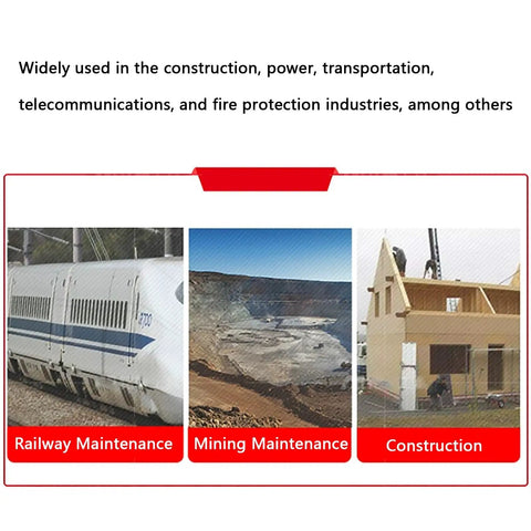 Railway, mining, and construction maintenance illustrated in a triptych image.