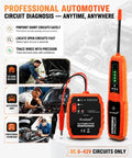 Gearhead Approved Circuit Tracer And Short Open Finder With Synced Led Bars And Audible Tone Generator For Hassle Free DC 6 To 42 V Car Truck Wiring Diagnostics with diagnostic features shown.