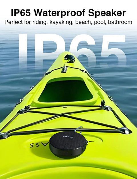Cycling Bluetooth Speaker For Bike With IP65 Waterproof Build on a kayak showing durability for outdoor use.