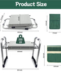 Heavy Duty Garden Kneeler And Seat With 11.5 Inch Wide Pad showing size dimensions and tool bags, foldable stool for gardening.