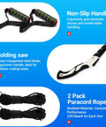 55 Inch Rope Saw Kit With 72 Teeth And 46 Feet Of Ropes For Camping And Survival, showing handles, saw blade, and ropes.