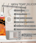 Tough As Nails High Temp Silicone Sealant Rock Solid Heat Resistant Adhesive For Extreme Industrial Applications Electrical Wiring And Heavy Duty Commercial Projects in 100ml tube on kitchen counter.