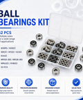 52 Piece Miniature Deep Groove Ball Bearing Kit With 10 Size Range Includes 608ZZ 608RS R188ZZ 624ZZ 693ZZ 685ZZ 623ZZ MR105RS MR128RS MR63RS Low Friction Precision Bearings For 3D Printers Skateboards Robotics And DIY Projects kit displayed in open case