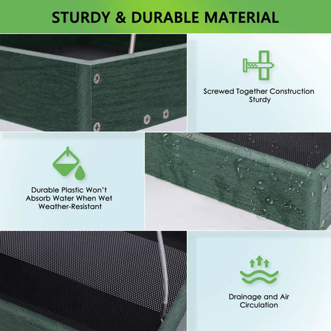 Heavy Duty WPC Platform Bird Feeder Hanging With 3.5 Lbs Capacity, Durable Seed Tray Feeder with metal mesh bottom close-up