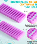 10 Pack Multi Color Microcentrifuge Tube Racks, 60 Hole Each, Double Panel Polypropylene Test Holder For 0.5 To 2 Ml Tubes
