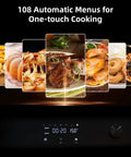 Display panel of Built-In 24-Inch Electric Wall Oven With 2.5 Cu Ft Convection, showcasing 108 automatic cooking menus.